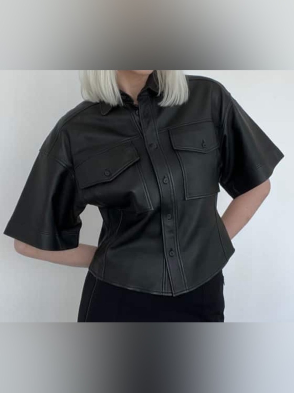 FRAME 100% lamb skin leather top